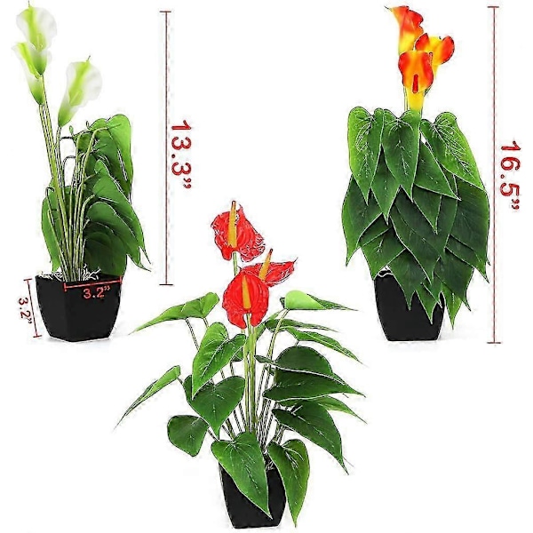 Konstgjorda Växter Blommor, Real Touch Falsk Calla Lily Växt Grönska Buskar Sidenblomma för Bröllop Brudbukett Inomhus Utomhus Hem Kökskontor