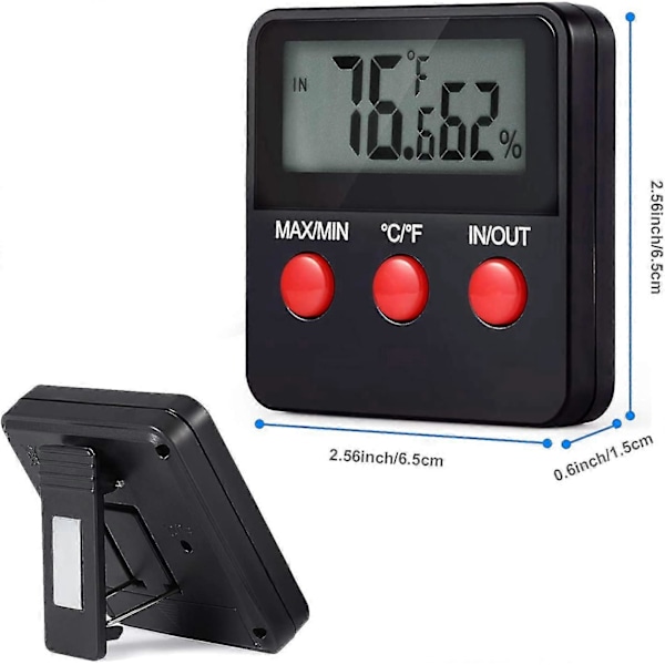 Digital Termometer Hygrometer LCD Temperatur Og Fuktighetsmåler For Terrarium Kjæledyr Inkubator, Tank - -