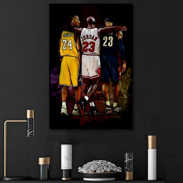 Kobe Bryant, Michael Jordan, LeBron James Poster Cover Canvas Poster Soveværelse Sports Landskab Kontor Værelse Sæt