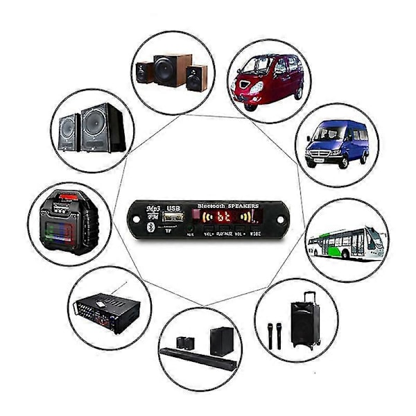 USB MP3-modul Bluetooth 12V MP3 WMA Dekoderkort Ljudmodul FM AUX USB TF Radio för Bil Fjärrkontroll Musik Högtalare