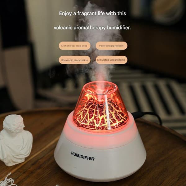 Vulkanformet Aroma Luftfugter med LED-lys og Automatisk Sluk-beskyttelse