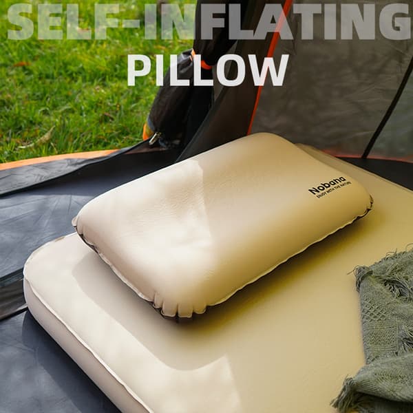 30D Elastisk Tyg Campingkudde, Bärbar Uppblåsbar Resekudde med Förvaringsväska