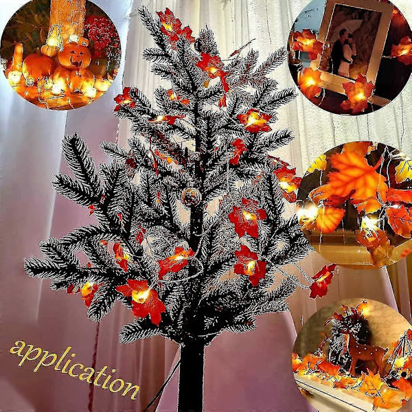 Efterårsguirlande, Efterårsdekoration, 20 Feelygter, Efterårsblade Gugirlande, Halloween Juledekoration, Thanksgiving Dekoration, Vægdekor