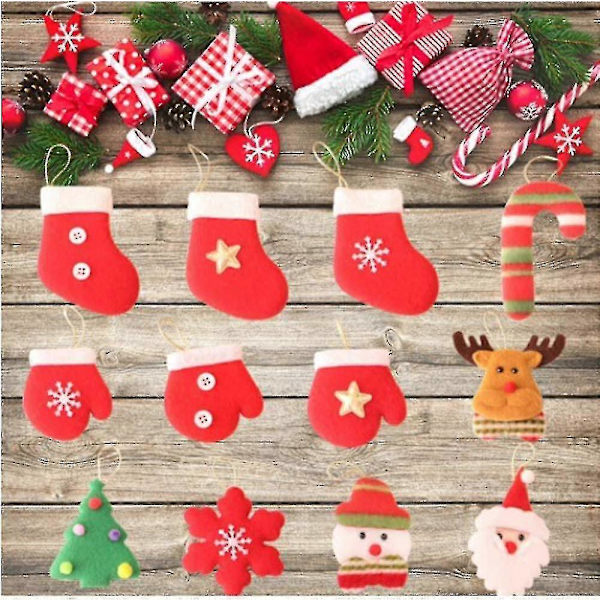 12 Stykker Julepynt Henger, Juletre Ornament Dekorsett, Mini Juletre Dekorasjon, Gaver Henger Kompatibel Med DIY Deco