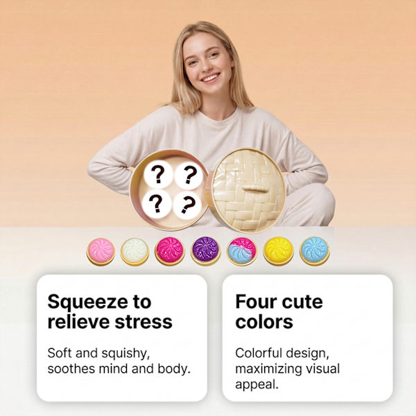 4 stk. Steamer Dumpling Squishy Sæt Søde Simulations Stressaflastende Blind Box Legetøj