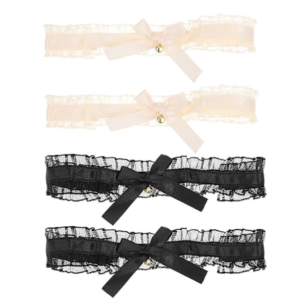1 Sett 4 stk. Falbala Blonde Chokers Sløyfe Halskjeder Klesdekorasjoner (Svart Beige)