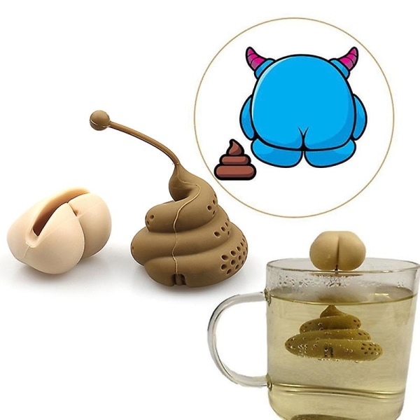 Funny Poop Shaped Tea Filter Reusable Silicone Tea Infuser Portable Tea Strainer