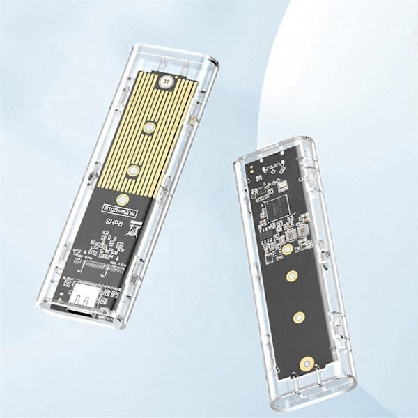 Bærbar SSD Mobil Harddiskboks Transparent M.2 SSD Boks NVME PCIe M2 Harddiskveske 10Gbps SATA Cl