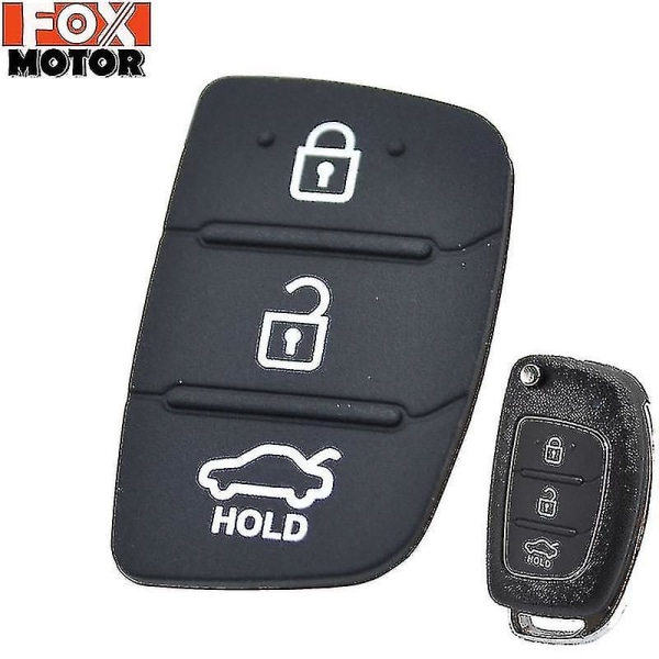 Replacement Rubber 3 Button Pad For Hyundai Creta I20 I40 Tucson Elantra Santa Fe Solaris Ix35 Ix45 Remote Car Repair Key Fob-hao