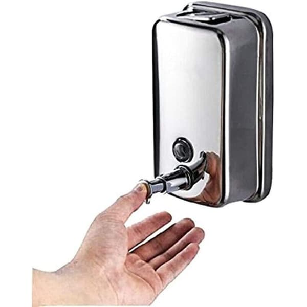 Sæbedispenser. Manuel vægmonteret sæbedispenser i rustfrit stål. Kommerciel sæbedispenser til badeværelser, hoteller og restauranter (500 ml).