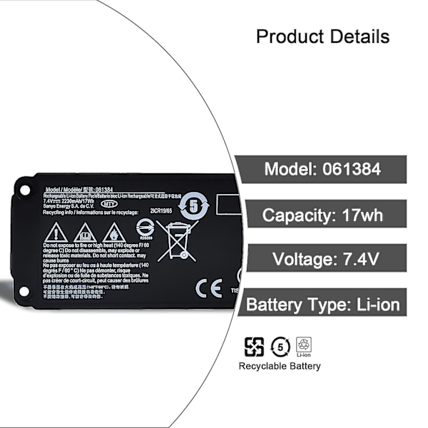 7.4v 2230mah 061384 061385 061386 063287 Batteri til Bose Soundlink Bluetooth Speaker Mini One