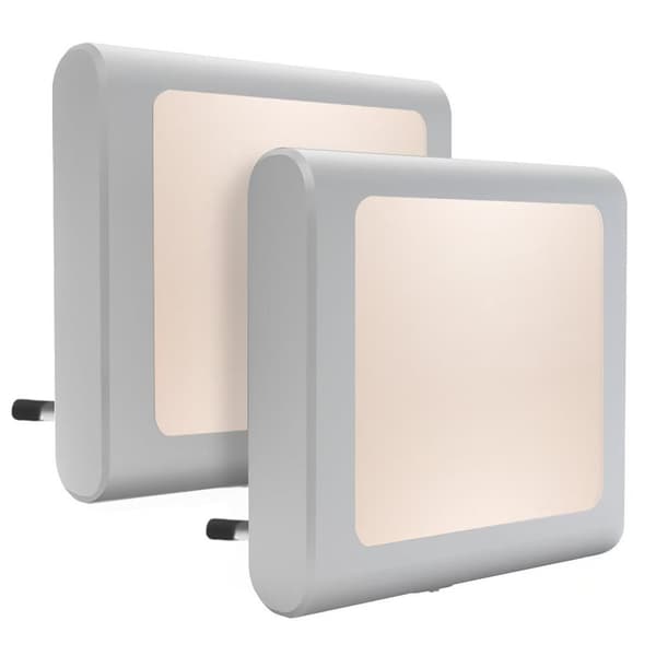 EU-plugg lyssensor LED nattlys, dimbar varmhvitt lys, 2 stk