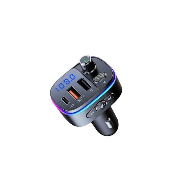 Bluetooth 5.0 Auton Sovitin, Qc3.0 Ja Pd 18w Usb C Auton Latauslaite, 9 Rgb Taustavala Auton Bluetooth-vastaanottimet, Fm-lähetin Auton Handsfree-puheluille, Siri