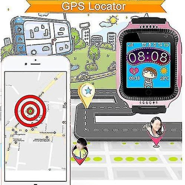 Lasten GPS-älykellopuhelin - Kosketusnäyttö Lasten älykello puhelulla Ääniviesti Sos Taskulamppu Digitaalikamera Herätyskello Uusi
