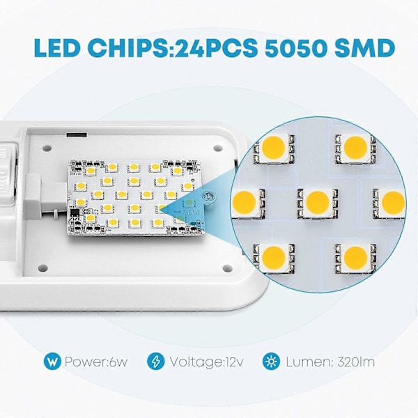 12V LED Taklampa för Husbil 280lm Taklampa Inredningsbelysning för Släpvagn Husbil med Strömbrytare (2-pack)