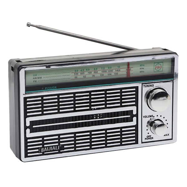 Bärbar am/fm/sw vintage radio för äldre, portabel utomhusradio, med knappjusteringsnyckel för outd Blå grön L
