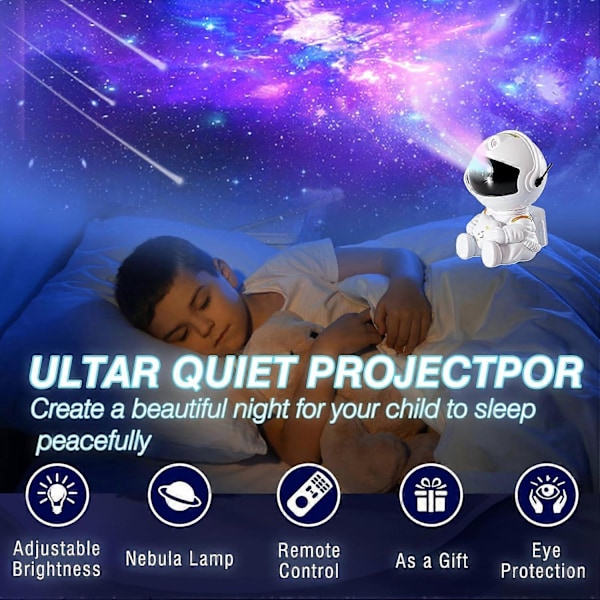 Astronaut Galaxy Projektor, Stjerneprojektor Galaxy Lys, Astronaut Natlys