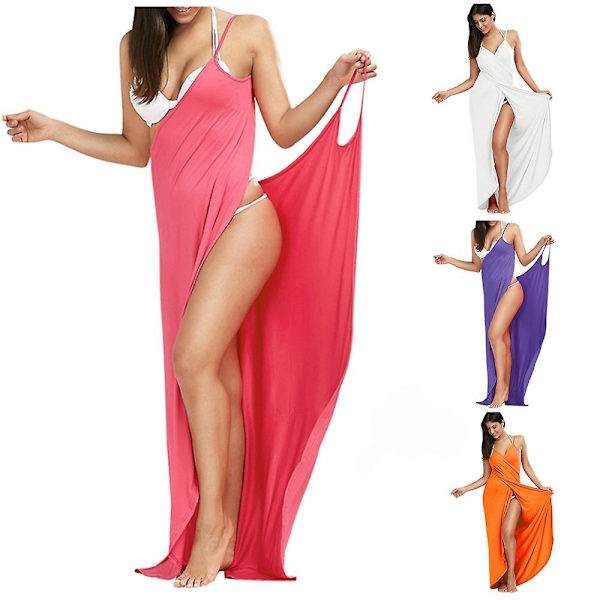Plus Size Cover Up Warp Pareo Klänningar Handduk Rygglös Baddräkt Kvinnor Strandklänning Sexig Sling Strandkläder Klänning