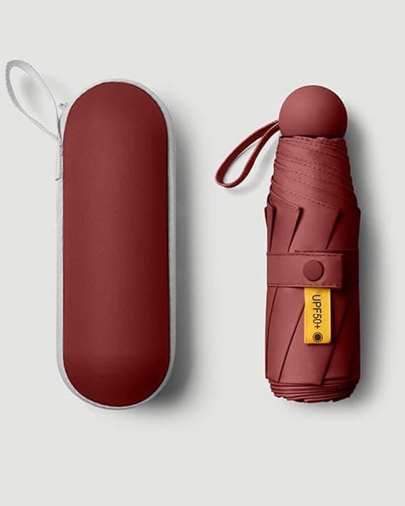 Kompakt reise paraply - 7,5 tommer sammenfoldet, lett lommeformat med etui
