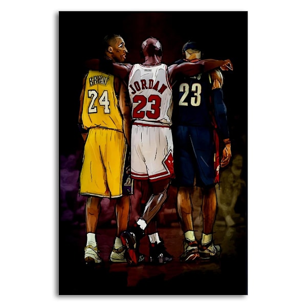 Kobe Bryant, Michael Jordan, LeBron James Poster Cover Canvas Poster Soverom Sports Landskap Kontor Rom Dress