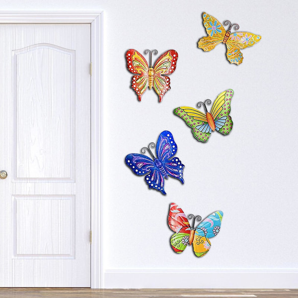 5kpl 3d Butterfly Wall Decor Seinätaide Ripustettava Koti Makuuhuone Patio Ornamentti