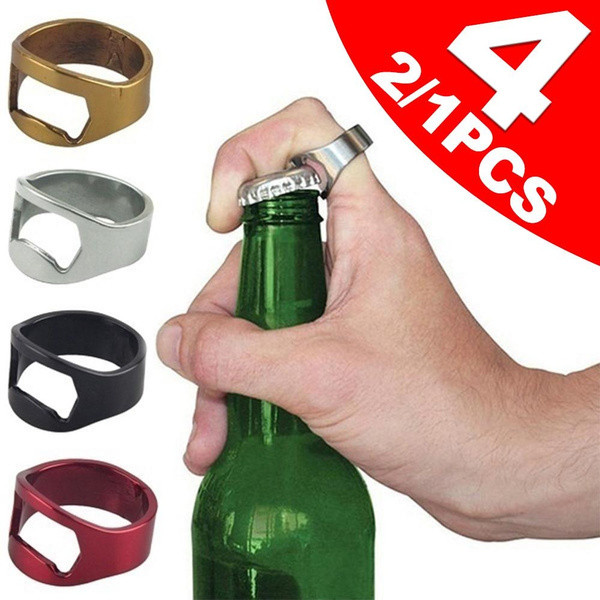 4 stk. Multifunktionel Rustfrit Stål Farverig Ringformet Åbner Øl Flaskeåbner Diameter 22mm