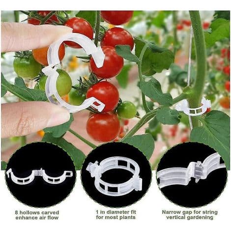 40 tomatkrokar med snöre. Tomatstöd och växtstödklämmor.