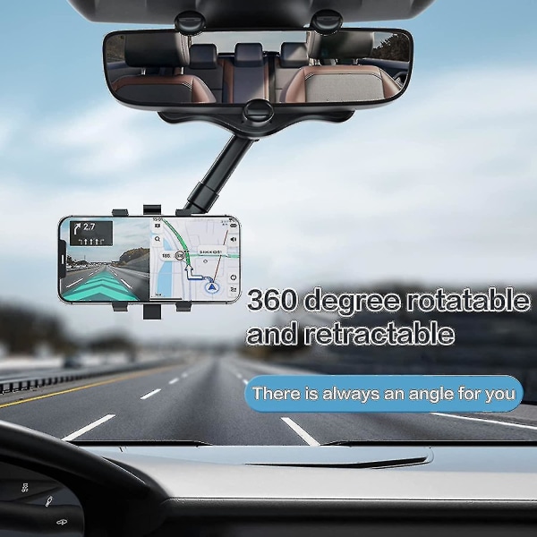 Backspegeltelefonhållare för bil 360 Roterbar och infällbar biltelefonhållare för alla telefoner