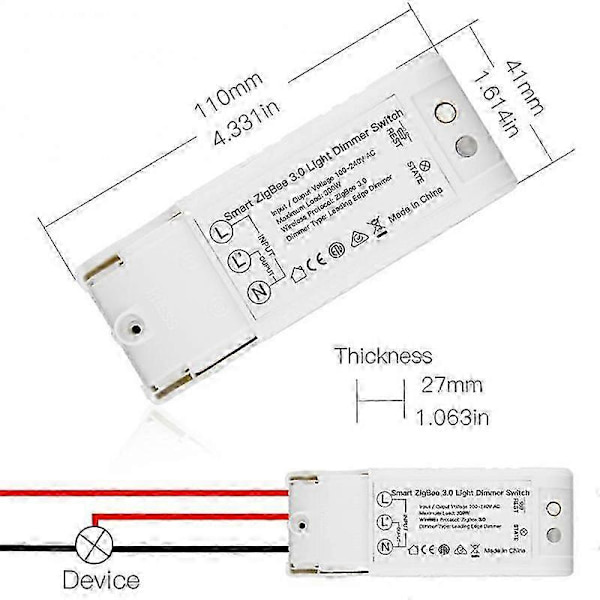 Smart ZigBee 3.0 Lysdæmper DIY Smart Home Modificeret Kontakt til Plus Alexa Fjernbetjening App