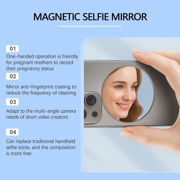 Magnetisk Selfie-spejl til telefoner, hvid og sort valgfri