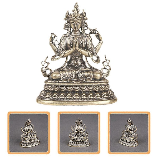 Avalokitesvara-staty i mässing Avalokitesvara-prydnad Hemmakontor Bord Quan Yin-dekoration