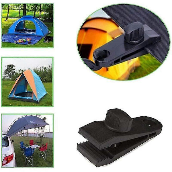 12 st Tarpklämmor, Tunga Tarpklämmor Set, Snabb Markisklämma för Tarp Tält Husvagn Trädgårdsskydd, Svart (12)
