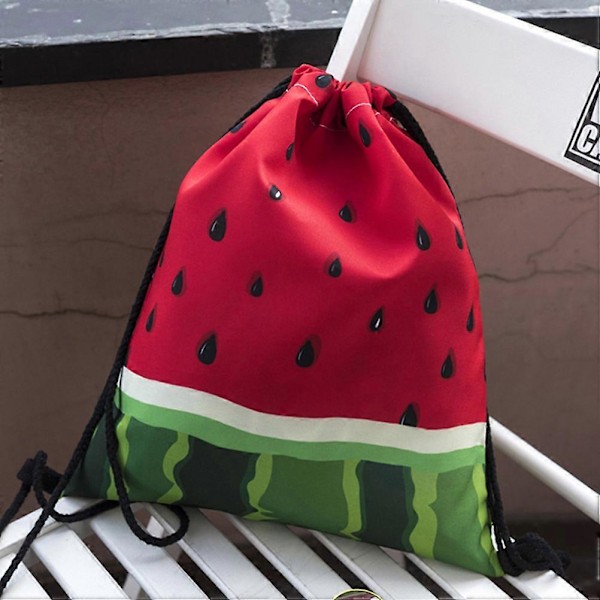 3D Vannmelon Trykk Snøreposer Mote Oppbevaringsposer Ryggsekk Reise Oppbevaringsposer Sekk for Jenter Kvinner