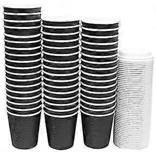 Ripple Insulated Disposable Hot Coffee Paper Cup With Cappuccino Lids, 12 Oz, Brown, 50 Units Per (black)