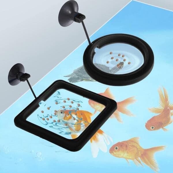 Sæt med 2 flydende fodringsringe - 10 cm akvariefodringsringe - med sugekopper - Foderdispenser - Akvarietilbehør - Sort