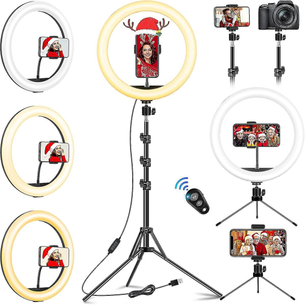 Ring Light med Trpied Grand, 12,6" Selfie Anneau Lumineux, LED Anneau Lumire Rglable för TIKtok/Youtube/Live Stream/Maquillage (Plus Ring Light Haut