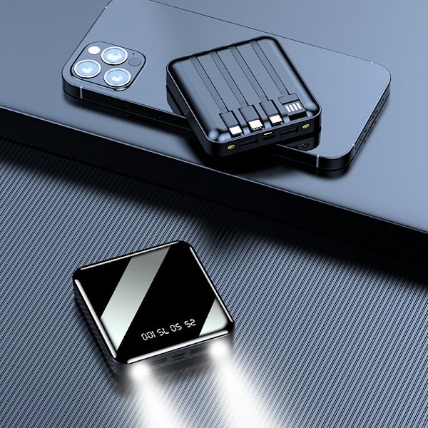 Mini ny stor kapacitet powerbank med indbygget kabel 20000 mAh digital display hurtig opladning bærbar delt mobil strømforsyning