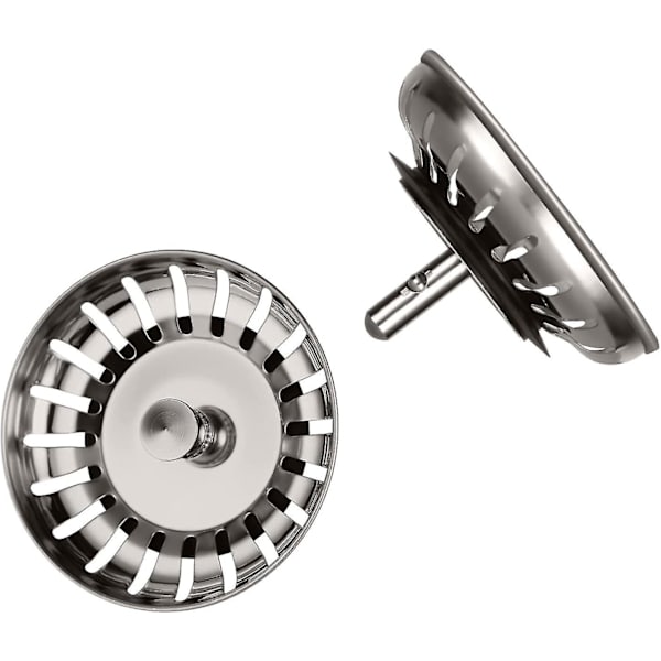 Køkkenvask Si, 80mm, 2stk Køkkenvask Stopper Med 2 Dræn Hår Catcher, Fortykket 304 Rustfrit Stål Universal Køkkenvask Si