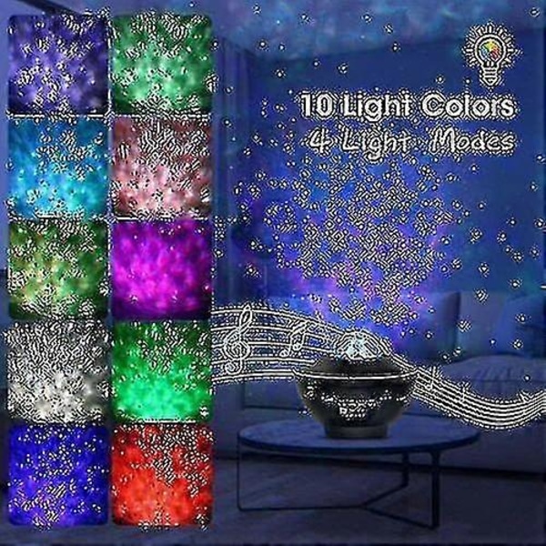 LED Galaxy Projektorlampa Stjärnhimmel Stjärntand Musik Nattlampa Fjärrkontroll H