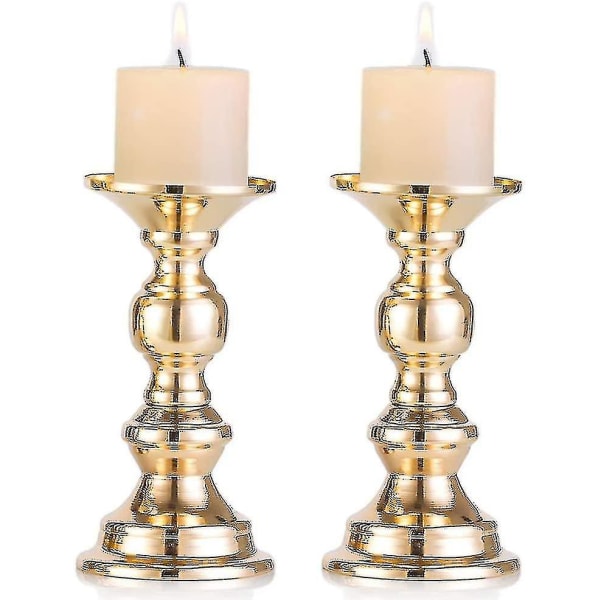 Sett med 2 lysestaker metall søyle lysestaker, gull søyle lysestake Bryllup Centerpieces lysestake holdere for stearinlys stativ dekorasjon idé