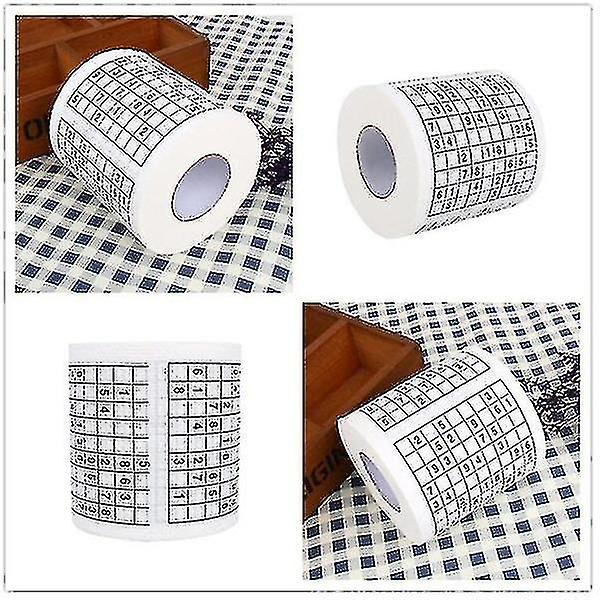 2 rullar unikt toalettpapper Sudoku nummer Pusselspel Rolig present badrumspapper