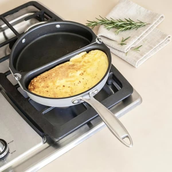 Dobbeltsidig sammenleggbar omelettpanne, non-stick flat stekepanne, multifunksjonell frokostkoker for egg, ris, utendørs bruk