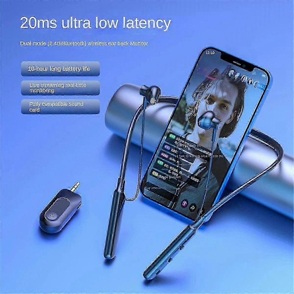 Langattomat seurantakuulokkeet 2.4g Bluetooth kaksoistila urheilun kaula-tyyppinen stereokaiutin korva R