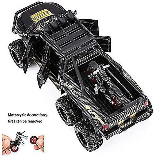 Legetøjs Pickup Trucks Til Drenge F150 Raptor Die-Cast Metal Modelbil Med Lyd Og Lys Til Børn Fra 3 År Og Op Sort