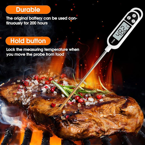 Kökstermometer, Digital Termometer med Lång Sond, Snabbläsande Mattermometer, Kötttermometer