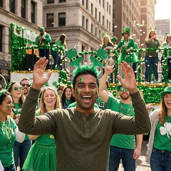 Irske minihodebånd med grønn pels, shamrock, nissehodebånd