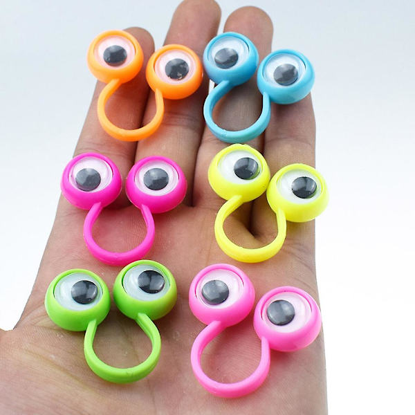50 st/set Ögon Fingerdockor Googly Eyes Ringar Cartoon Fingerringar Ögonboll Ring Kit Party Favörer Present För Barn Pojke Flicka