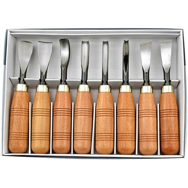 Set med 8 snidknivar, träsnideriverktyg