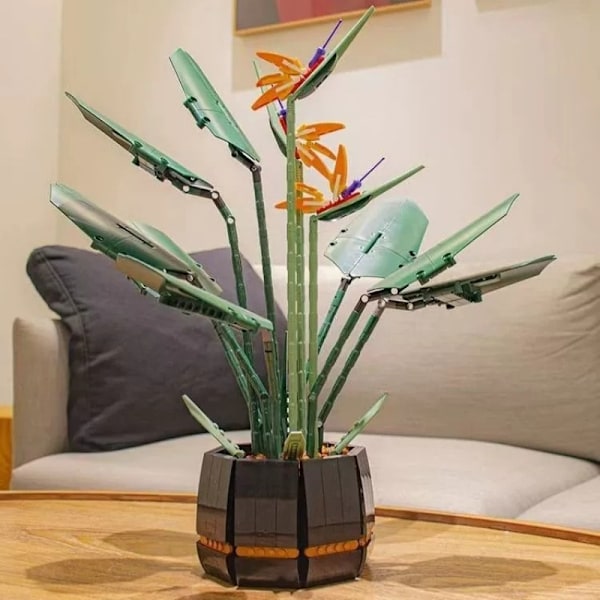 1 kpl Bird of Paradise Strelitzia Reginae Ikuinen Kimppu Kukka Ruukussa Pieni Hiukkanen Kokoava Rakennuspalikkalelu