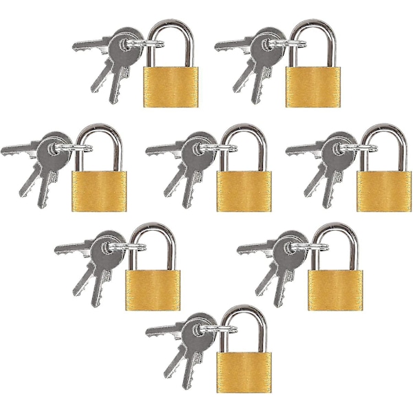 8 Pack Small Padlocks With Keys, Luggage Padlocks, Small Luggage Suitcase, Backpacks, Computer Bag (brass)